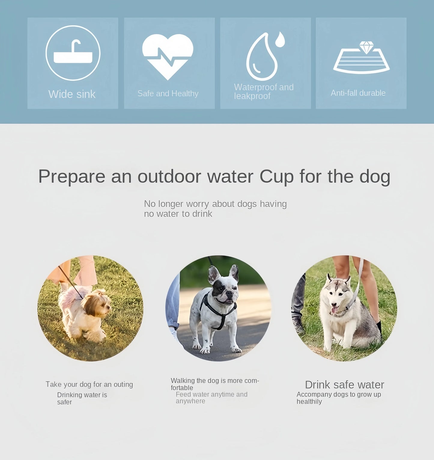 Portable Water Bottle with Storage Food container for pets