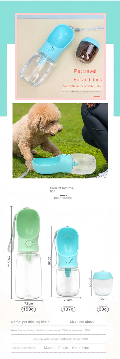 Portable Water Bottle with Storage Food container for pets