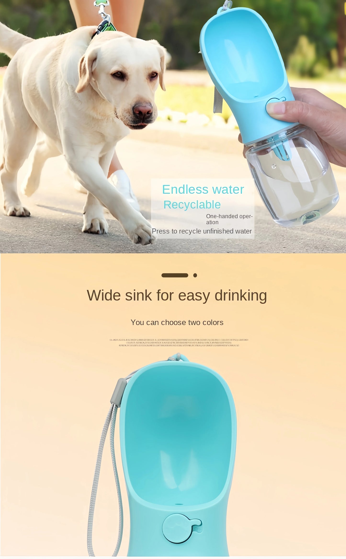 Portable Water Bottle with Storage Food container for pets