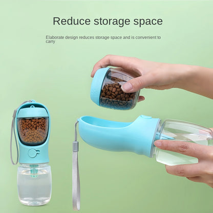 Portable Water Bottle with Storage Food container for pets