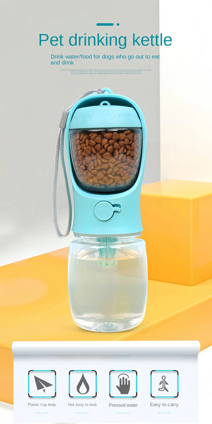 Portable Water Bottle with Storage Food container for pets