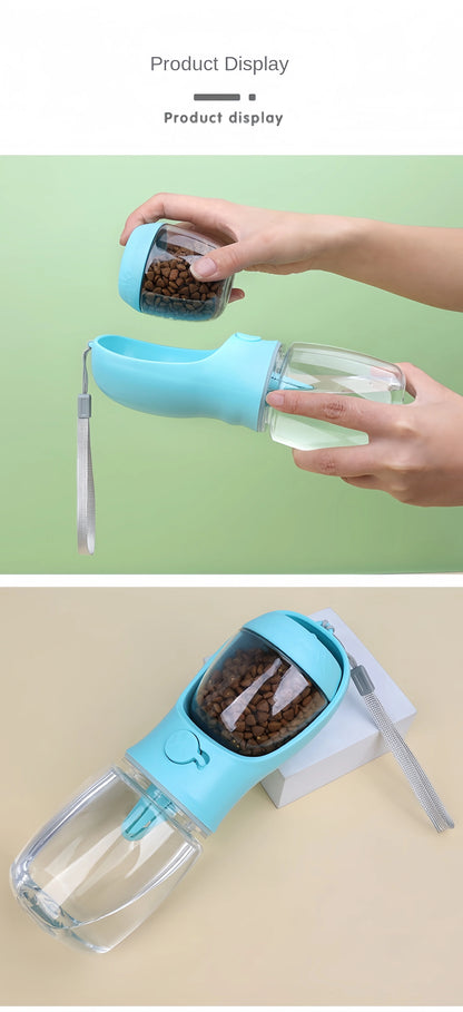 Portable Water Bottle with Storage Food container for pets