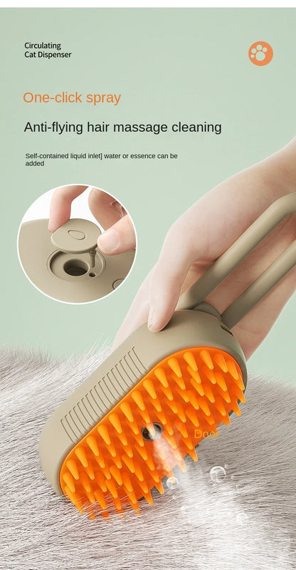 Steamy Dog/Cat Brush 3 in 1 Spray Brush